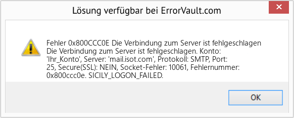 Fix Die Verbindung zum Server ist fehlgeschlagen (Error Fehler 0x800CCC0E)