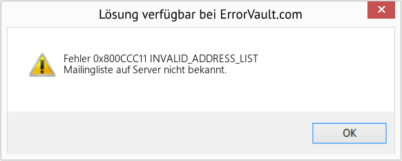 Fix INVALID_ADDRESS_LIST (Error Fehler 0x800CCC11)