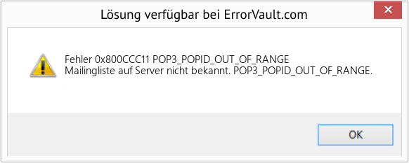 Fix POP3_POPID_OUT_OF_RANGE (Error Fehler 0x800CCC11)