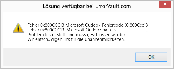Fix Microsoft Outlook-Fehlercode 0X800Ccc13 (Error Fehler 0x800CCC13)