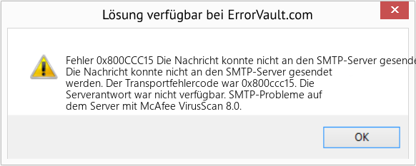 Fix Die Nachricht konnte nicht an den SMTP-Server gesendet werden (Error Fehler 0x800CCC15)