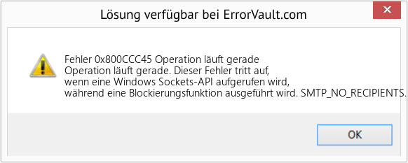 Fix Operation läuft gerade (Error Fehler 0x800CCC45)