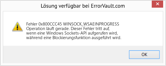 Fix WINSOCK_WSAEINPROGRESS (Error Fehler 0x800CCC45)