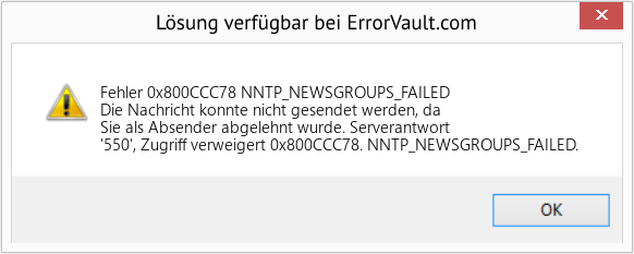 Fix NNTP_NEWSGROUPS_FAILED (Error Fehler 0x800CCC78)