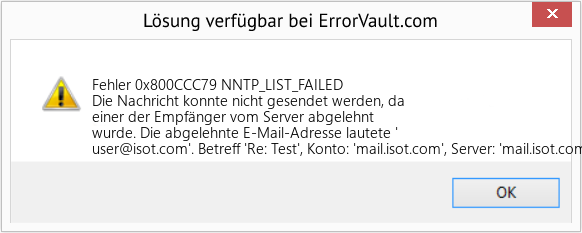 Fix NNTP_LIST_FAILED (Error Fehler 0x800CCC79)