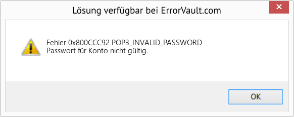 Fix POP3_INVALID_PASSWORD (Error Fehler 0x800CCC92)