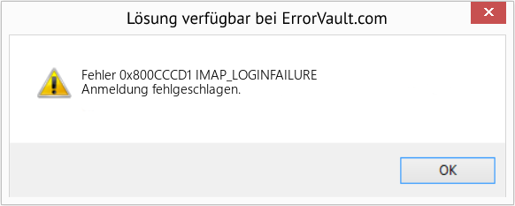Fix IMAP_LOGINFAILURE (Error Fehler 0x800CCCD1)