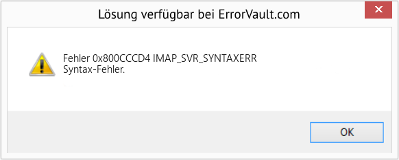 Fix IMAP_SVR_SYNTAXERR (Error Fehler 0x800CCCD4)