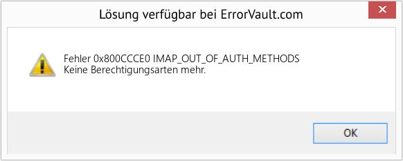 Fix IMAP_OUT_OF_AUTH_METHODS (Error Fehler 0x800CCCE0)