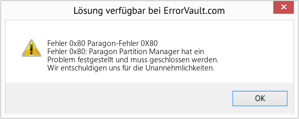 Fix Paragon-Fehler 0X80 (Error Fehler 0x80)