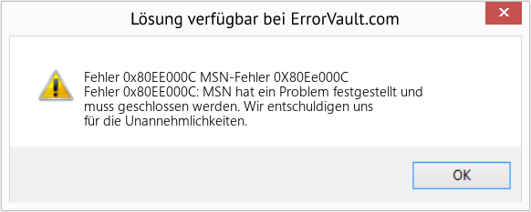 Fix MSN-Fehler 0X80Ee000C (Error Fehler 0x80EE000C)