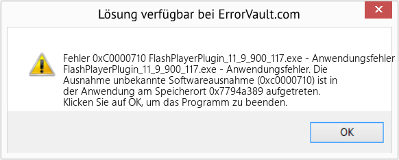 Fix FlashPlayerPlugin_11_9_900_117.exe - Anwendungsfehler (Error Fehler 0xC0000710)