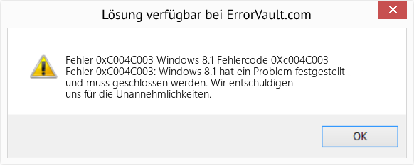 Fix Windows 8.1 Fehlercode 0Xc004C003 (Error Fehler 0xC004C003)