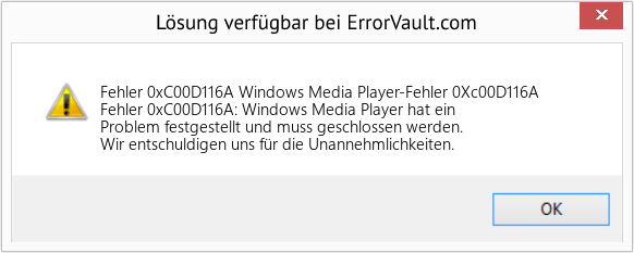Fix Windows Media Player-Fehler 0Xc00D116A (Error Fehler 0xC00D116A)