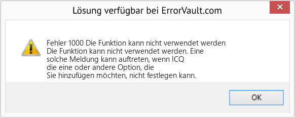 Fix Die Funktion kann nicht verwendet werden (Error Fehler 1000)