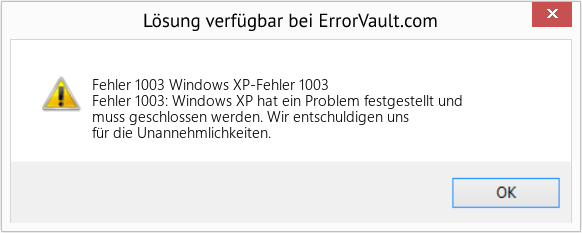 Fix Windows XP-Fehler 1003 (Error Fehler 1003)