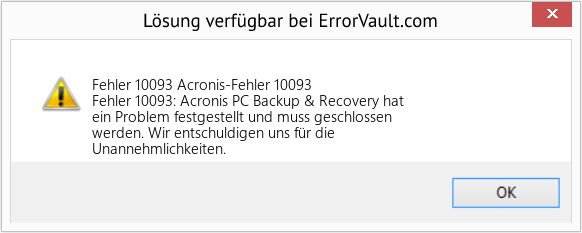 Fix Acronis-Fehler 10093 (Error Fehler 10093)