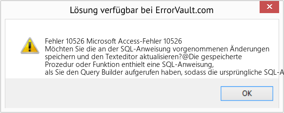 Fix Microsoft Access-Fehler 10526 (Error Fehler 10526)