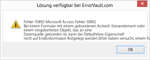 Fix Microsoft Access-Fehler 10892 (Error Fehler 10892)