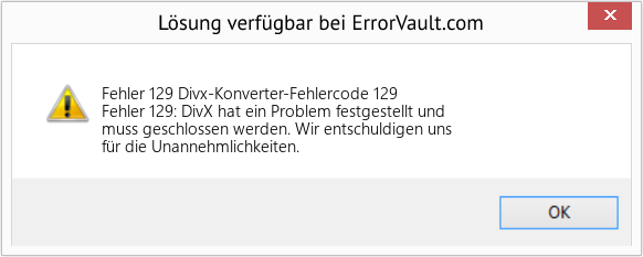 Download Error <?php echo $number; ?> (Divx-Konverter-Fehlercode 129) Repair Tool Fix Divx-Konverter-Fehlercode 129 (Error Fehler 129)