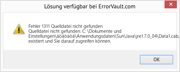 Fix Quelldatei nicht gefunden (Error Fehler 1311)