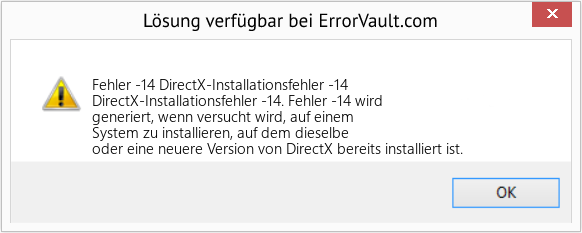 Fix DirectX-Installationsfehler -14 (Error Fehler -14)