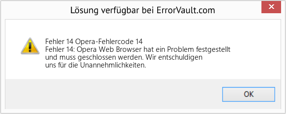 Fix Opera-Fehlercode 14 (Error Fehler 14)