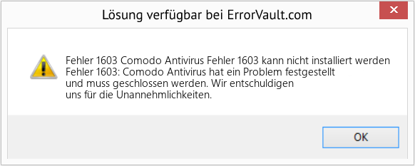 Fix Comodo Antivirus Fehler 1603 kann nicht installiert werden (Error Fehler 1603)