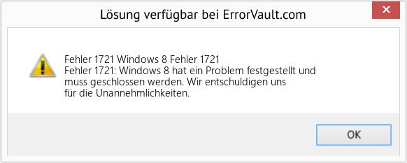 Download Error <?php echo $number; ?> (Windows 8 Fehler 1721) Repair Tool Fix Windows 8 Fehler 1721 (Error Fehler 1721)