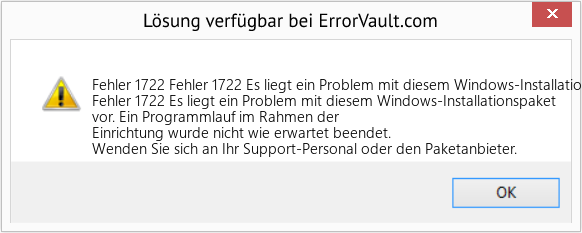 Fix Fehler 1722 Es liegt ein Problem mit diesem Windows-Installationspaket vor (Error Fehler 1722)
