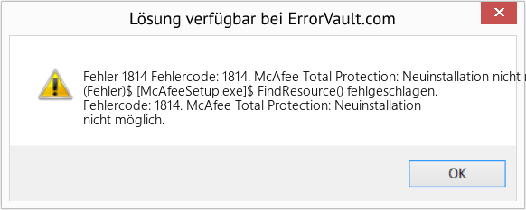 Fix Fehlercode: 1814. McAfee Total Protection: Neuinstallation nicht möglich. (Error Fehler 1814)