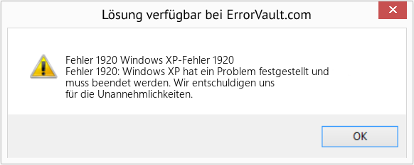 Fix Windows XP-Fehler 1920 (Error Fehler 1920)