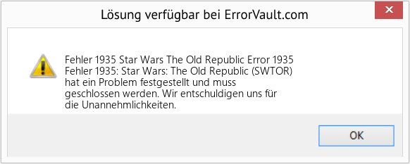 Fix Star Wars The Old Republic Error 1935 (Error Fehler 1935)