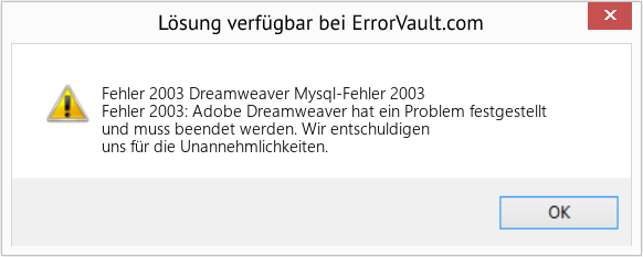 Fix Dreamweaver Mysql-Fehler 2003 (Error Fehler 2003)