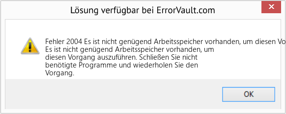 Download Error <?php echo $number; ?> (Es ist nicht genügend Arbeitsspeicher vorhanden, um diesen Vorgang auszuführen) Repair Tool Fix Es ist nicht genügend Arbeitsspeicher vorhanden, um diesen Vorgang auszuführen (Error Fehler 2004)