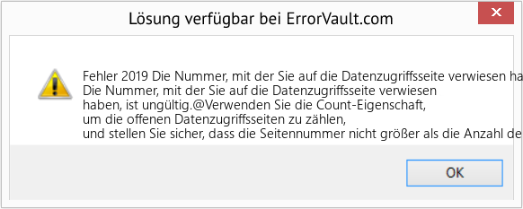 Fix Die Nummer, mit der Sie auf die Datenzugriffsseite verwiesen haben, ist ungültig (Error Fehler 2019)