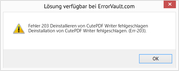 Fix Deinstallieren von CutePDF Writer fehlgeschlagen (Error Fehler 203)