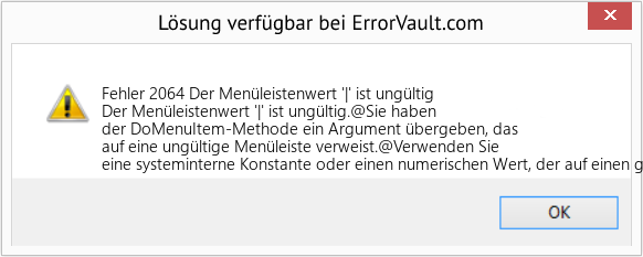 Fix Der Menüleistenwert '|' ist ungültig (Error Fehler 2064)