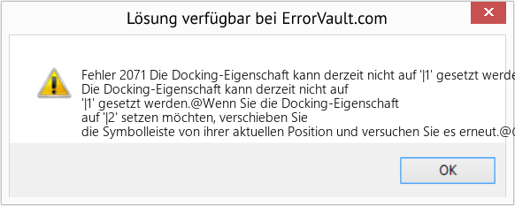 Fix Die Docking-Eigenschaft kann derzeit nicht auf '|1' gesetzt werden (Error Fehler 2071)