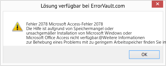 Fix Microsoft Access-Fehler 2078 (Error Fehler 2078)