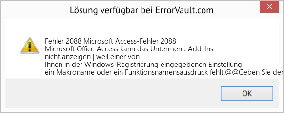 Fix Microsoft Access-Fehler 2088 (Error Fehler 2088)