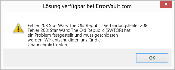 Fix Star Wars The Old Republic Verbindungsfehler 208 (Error Fehler 208)