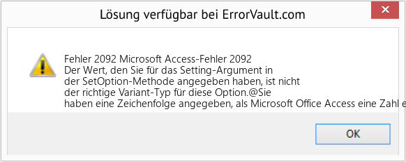 Fix Microsoft Access-Fehler 2092 (Error Fehler 2092)