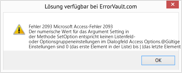 Fix Microsoft Access-Fehler 2093 (Error Fehler 2093)