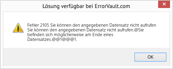Download Error <?php echo $number; ?> (Sie können den angegebenen Datensatz nicht aufrufen) Repair Tool Fix Sie können den angegebenen Datensatz nicht aufrufen (Error Fehler 2105)