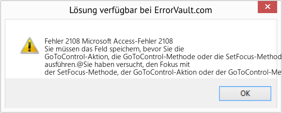 Fix Microsoft Access-Fehler 2108 (Error Fehler 2108)