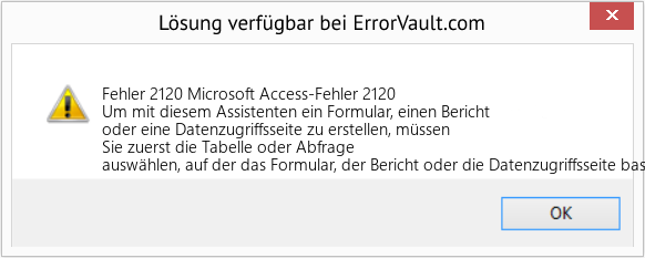 Fix Microsoft Access-Fehler 2120 (Error Fehler 2120)