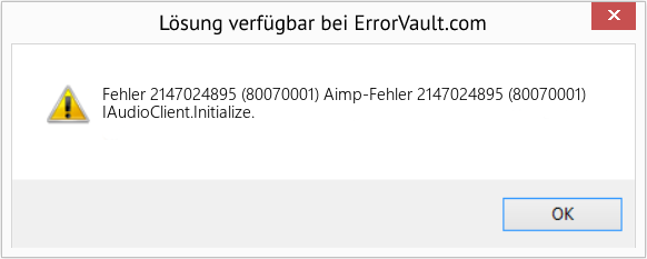 Fix Aimp-Fehler 2147024895 (80070001) (Error Fehler 2147024895 (80070001))
