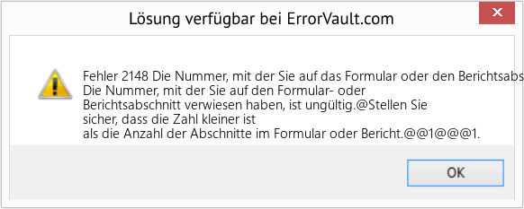 Fix Die Nummer, mit der Sie auf das Formular oder den Berichtsabschnitt verwiesen haben, ist ungültig (Error Fehler 2148)