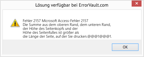 Fix Microsoft Access-Fehler 2157 (Error Fehler 2157)